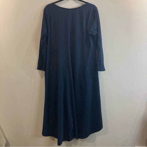 ZAPELLE Sz XL  - 16 High Low Hemline Seam Pockets V-Neck Jersey Knit Dress - Picture 4 of 4